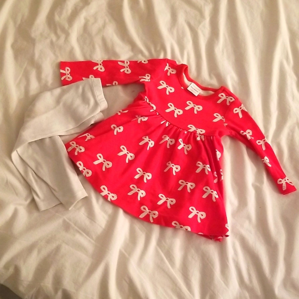Hanna Andersson long sleeve dress and tights 12-18M